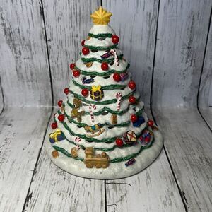 PartyLite Ceramic Christmas Market Evergreen Tree Candle Holder 8.5" P8656